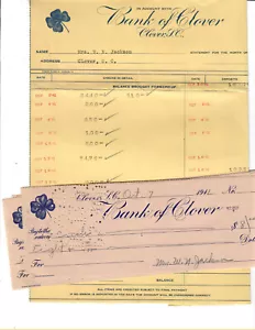Clover, SC. 1941 Bank statement and 4 checks from Mrs W N Jackson - Picture 1 of 1