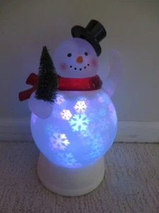 🔥Vintage Snowman Lighted Decor Indoor Multi Color Rotating Snowflakes - Picture 1 of 4