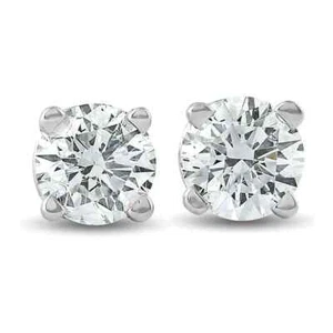 3 Ct Round Cut Diamond Stud Earrings 14K White Gold Plated Brilliant Sparkle - Picture 1 of 3