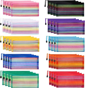 40 Pack 10 Colors Zipper Mesh Pouch, Pencil Pouch Pen Bag Multipurpose Travel Ba - Picture 1 of 12