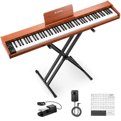 Donner DEP-1S Wood Style Digital Piano 88 Key 128 Tone 88 Demo 100 Rhythm +Stand - image 1 of 4