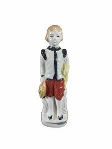 Vintage besetztes Japan Porzellanfigur Junge Haltemütze - Bild 1 von 6