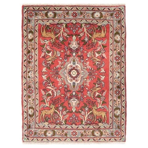 Hamedan 97x73 cm Handgeknüpfter Perserteppich Orient Wolle Carpet Rug Rot - Picture 1 of 8