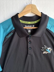 NHL Reebok Center Ice San Jose Sharks Polo PlayDry Camicia Uomo Taglia XL - Foto 1 di 9
