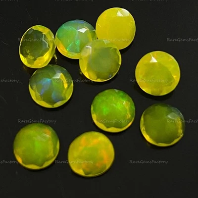 Piedras preciosas sueltas calibradas corte facetado redondo ópalo etíope amarillo natural Foto 1 de 4