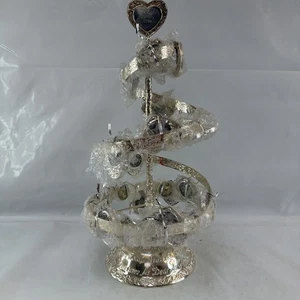 Valentine Photo Silver Embossed Hanging Heart Shaped Family Photo & Charms Tree  - Picture 1 of 10