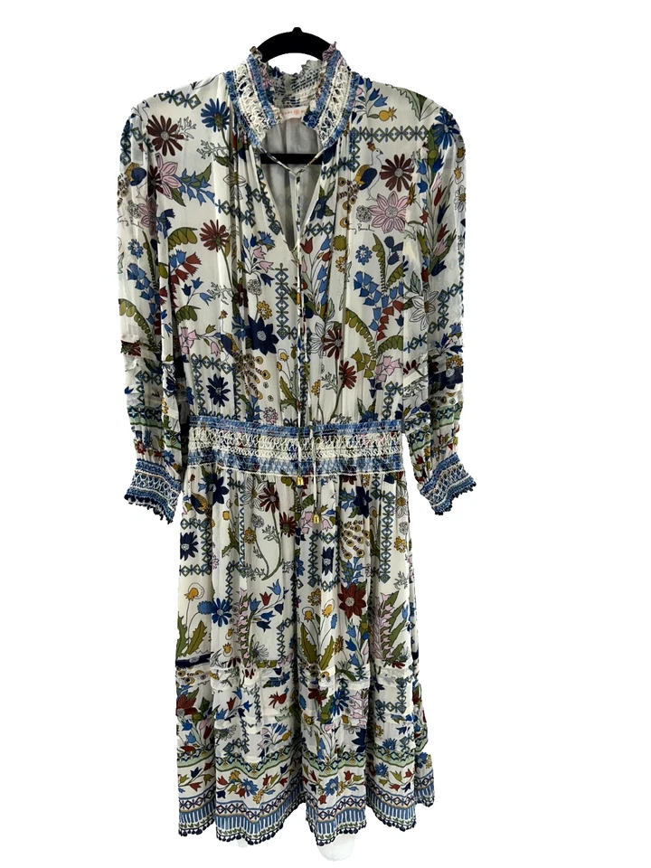 Women's Tory Burch Waverly Floral Print Silk Midi Dress Size 2 - Image 1 of 4