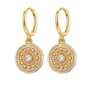 Boucles d'oreilles plaquées or avec Zircon CZ - Foto 1 di 1