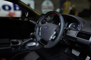 Retro Ford/FPV FG Falcon Steering Wheel B/Leather  Black Stitching Carbon OEM... - Picture 1 of 8