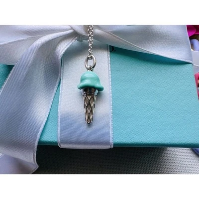 Colgante Tiffany & Co. AZUL Esmalte Cono de Helado Dije Plata Foto 1 de 4