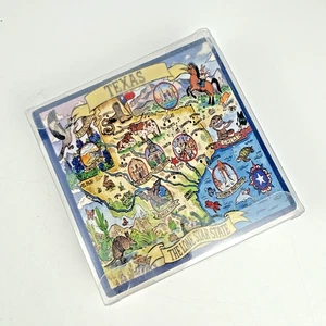 Juego de 4 posavasos de cerámica para mapas TEXAS de Certified International, Carrie Wagner - Imagen 1 de 6