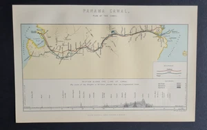 Antique (c. 1890) map - Plan of Panama Canal - Picture 1 of 4