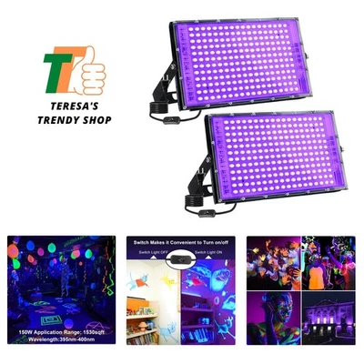 2 Pack 150W LED Blacklight, UV Black Lights for Glow Party,  Waterproof Outdo... - Image 1 of 4