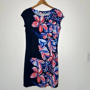 Vestido Tommy Bahama Tejido Para Mujer S Le Tigre Floral Manga Gorra Azul Tropical Floral - Imagen 1 de 7