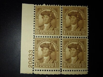 SCOTT 706 1932 1 1/2 CENT WASHINGTON BICENTENNIAL ISSUE PB4 MNH OG lot# 20633LR - Image 1 of 2