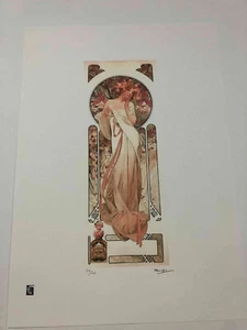 Alphonse Mucha off set lithograph cm 50x70 with certificate - signature on plate - Picture 1 of 8