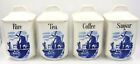 VINTAGE PORCELAIN SET OF 4 LUCIE KITCHEN CONTAINERS (TEA, SUGAR, COFFEE, RICE)