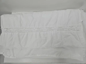 Simply Shabby Chic Full-size Ruffled Flat White Sheet 100% Cotton Lace FLAW - Picture 1 of 5