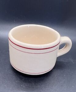 STERLING CHINA RESTAURANT WARE COFFEE MUG / CUP TAN with MAROON BANDS
