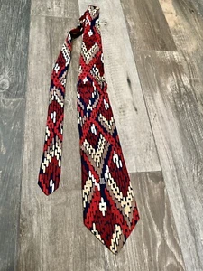 LANVIN Paris Vintage classic 100% all silk Retro luxury geometric neck tie - Picture 1 of 5