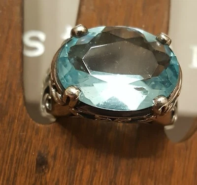 Anel Silpada prata esterlina vidro aquático capa azul R2387 tamanho 10 perfeito estado. Lindo.  - Imagem 1 de 4