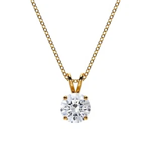 Solitaire Pendant for Women in Lab Grown Diamond, 14K Gold with Cable Chain - Picture 1 of 9