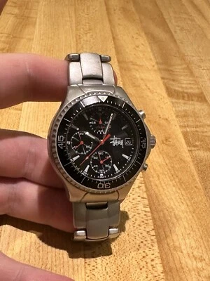 Used STUSSY Tour Master  Silver Wrist Watch Metal Band with Case - Изображение 1 из 4