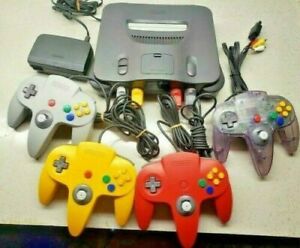 Excellent - N64 Nintendo 64 Console + Up To 4 Oem Controllers + Cords + Cleaned!