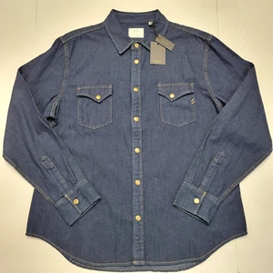 $198 New BILLY REID Shoals Denim Shirt Jacket Men's XL X-LARGE Blue Snap Button - Picture 1 of 7