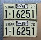 1972 South Dakota license plate pair 1-16251 YOM DMV Minnehaha Ford Chevy 16517