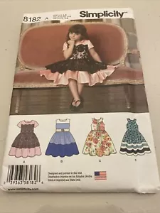 Simplicity 8182 Full Skirted Party Dress w Overlay, Contrast Yoke Sz 3-8 UNCUT - Picture 1 of 8