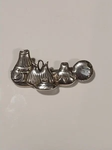 Signed STC Southwest Sterling Silver Native American Pueblo Pottery Pin Brooch - Picture 1 of 6