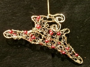 Gold Tone Filigree Metal & Red Shiney Beads REINDEER Christmas Tree Ornament - Picture 1 of 4