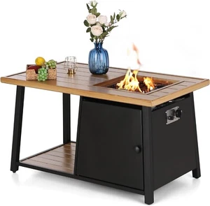 46" Gas Propane Fire Pit Table 50,000 BTU Patio Heater Table with Storage Space - Picture 1 of 9