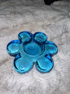 Vintage Votivkerzenhalter blau Gänseblümchen - Bild 1 von 1