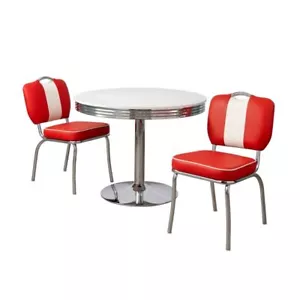 3pc Raleigh Retro Dining Set - 2 Colors Black/Red Faux Leather - Picture 1 of 11