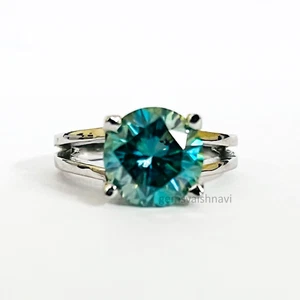 Stunning 3 Ct Blue Treated Diamond Ring Clarity VVS1 Certified ! Stackable Ring - Picture 1 of 6
