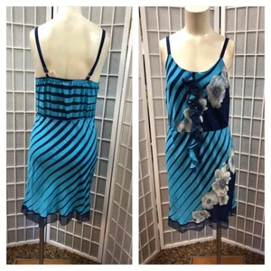 Amanda Uprichard, Woman’s, Dress, Blue, Flowers Print, Ruffled, Silk, Size L.: - Picture 1 of 11