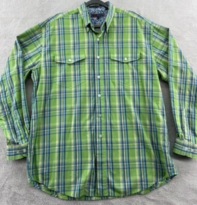 Roper Shirt Men’s Large Green Blue Plaid Western Paisley Button Up - Picture 1 of 11