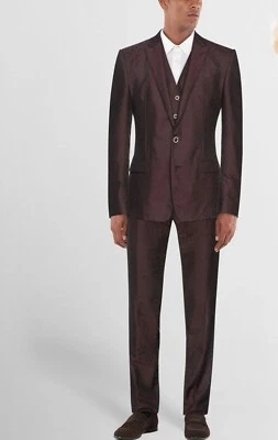 PVP €3800 DOLCE & GABBANA MARTINI Traje de 3 piezas de seda y lana IT48 UK38 M Jacquard  Foto 1 de 4