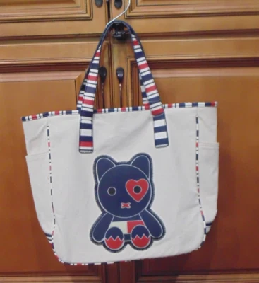 BOLSO DE MANO TOMMY HILFIGER AZUL MASCOTA LONA RARO NUEVO SIN ETIQUETAS Foto 1 de 4
