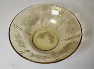 Sharon Cabbage Rose Depression Amber 8.5” Bowl Federal Glass circa 1935 - Picture 1 of 6