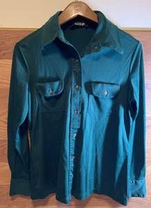 Vintage JACK WINTERS 70s GreenLightweight Button Down Shirt 2 Front Pockets - Picture 1 of 5