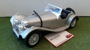 JAGUAR SS100 1937 gris métal/intérieur marron cabriolet ouvert open 1/18 BURAGO - Imagen 1 de 7