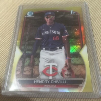 2023 Bowman Chrome 1st HENDRY CHIVILLI Yellow Refractor /75 - Image 1 of 3
