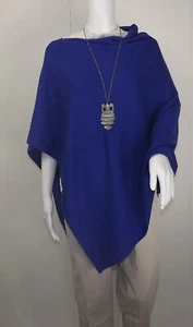 CASHMERE Poncho ROYAL Blue Handmade CAPE Wrap One Size,FREE UK Shipping, - Picture 1 of 8
