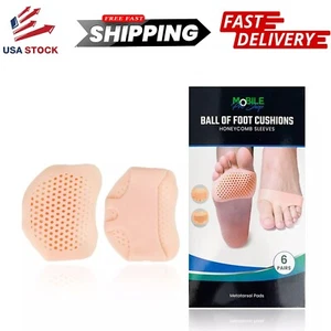 6 Pairs Gel Metatarsal Pads - Pain Relief Inserts for Men & Women, Made in USA - Picture 1 of 8