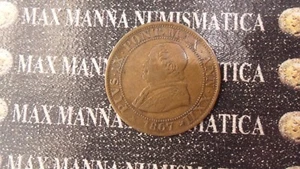 PIO IX 1/2 SOLDO 1867 ANN XXII 1/2 SOLDO 2 CENTESIMI  COD. PIOIX-24 - Picture 1 of 1