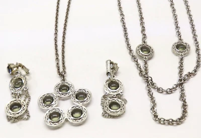 VTG Celebrity Jewelry Set Necklaces Pendant Clip Earrings Lot Crystals + D2312 - Image 1 of 4