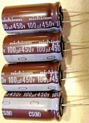 4X 100uF 450V NICHICON Electrolytic Capacitor 17mm X 35mm 105°C